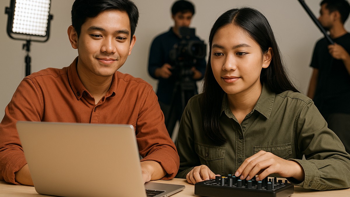 Cinematography Students Working on Sound Design